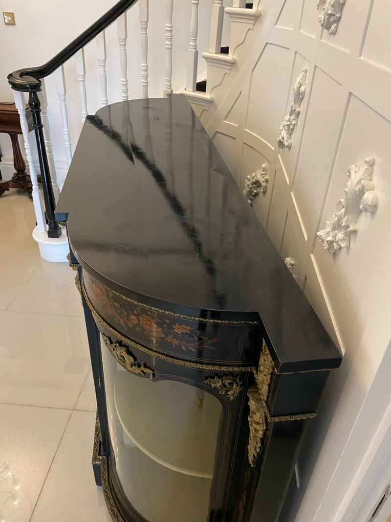 Outstanding Quality Antique Victorian Ebonised and Inlaid Floral Marquetry Credenza/Sideboard - Image 7